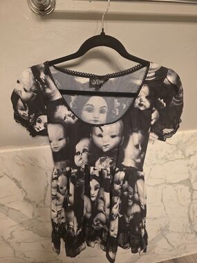 Dolls Kill Black & White Doll Face Mini Dress